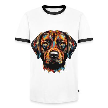 Labrador Hund Portrait - Männer Kontrast-T-Shirt - Weiß/Schwarz - Vorne - AI Model Female 172 light (172cm) & AI Model Male 178 dark (178cm)