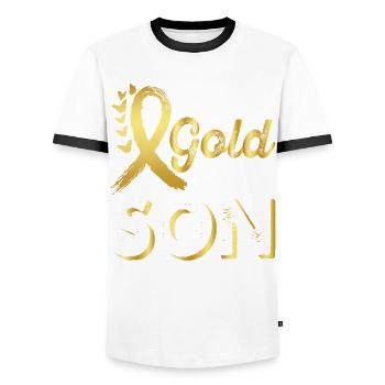 Tragen Sie Gold Für Den Monat Der Aufklärung Über - Männer Kontrast-T-Shirt - Weiß/Schwarz - Vorne - AI Model Female 172 light (172cm) & AI Model Male 178 dark (178cm)