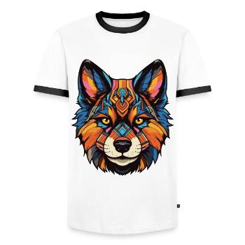 Akita Hund Portrait - Männer Kontrast-T-Shirt - Weiß/Schwarz - Vorne - AI Model Female 172 light (172cm) & AI Model Male 178 dark (178cm)