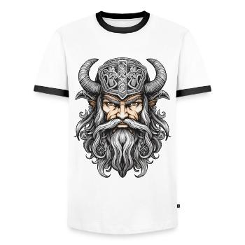 Wikinger Krieger Valhalla Odin - Männer Kontrast-T-Shirt - Weiß/Schwarz - Vorne - AI Model Female 172 light (172cm) & AI Model Male 178 dark (178cm)