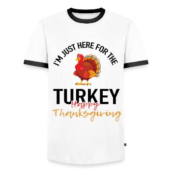 Get ready for Thanksgiving - Men's Ringer Shirt - white/black - Front - AI Model Female 172 light (172cm) & AI Model Male 178 dark (178cm)