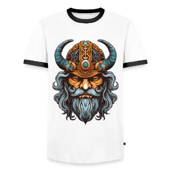 Wikinger Krieger Valhalla Odin - Männer Kontrast-T-Shirt - Weiß/Schwarz - Vorne - AI Model Female 172 light (172cm) & AI Model Male 178 dark (178cm)
