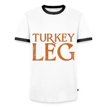 Medieval Festival Feed Me A Turkey Leg - Men's Ringer Shirt - white/black - Front - AI Model Female 172 light (172cm) & AI Model Male 178 dark (178cm)