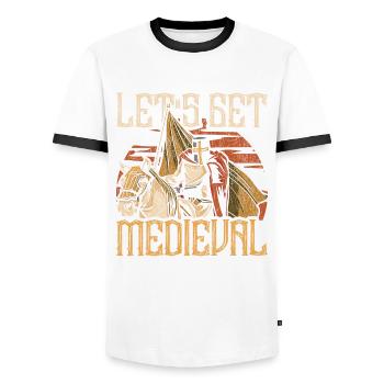 Medieval Festival Let's Get Medieval - Men's Ringer Shirt - white/black - Front - AI Model Female 172 light (172cm) & AI Model Male 178 dark (178cm)