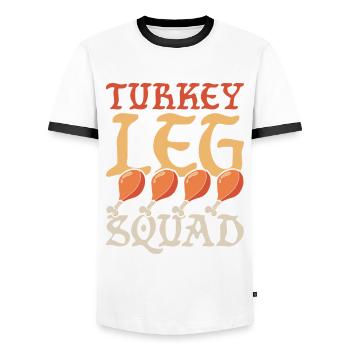 Medieval Festival Medieval Market Turkey Leg Squad - Men's Ringer Shirt - white/black - Front - AI Model Female 172 light (172cm) & AI Model Male 178 dark (178cm)