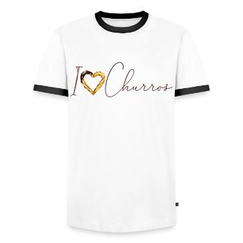 I Heart Churros Vintage Mexican Churros - Men's Ringer Shirt - white/black - Front - AI Model Female 172 light (172cm) & AI Model Male 178 dark (178cm)