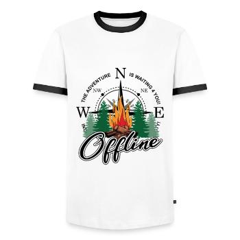 Offline camping is for campers in the wild nature - Men's Ringer Shirt - white/black - Front - AI Model Female 172 light (172cm) & AI Model Male 178 dark (178cm)