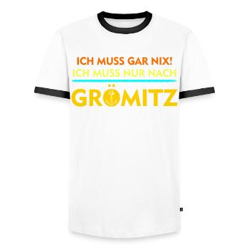 Grömitz Urlauber - Männer Kontrast-T-Shirt - Weiß/Schwarz - Vorne - AI Model Female 172 light (172cm) & AI Model Male 178 dark (178cm)
