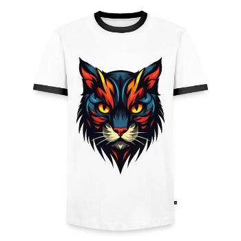 Cat Portrait - Men's Ringer Shirt - white/black - Front - AI Model Female 172 light (172cm) & AI Model Male 178 dark (178cm)