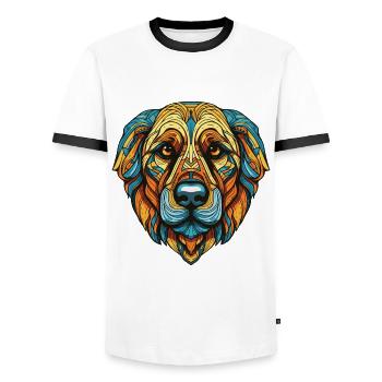 Portrait de chien Kangal - T-shirt contrasté Homme - blanc/noir - Devant - AI Model Female 172 light (172cm) & AI Model Male 178 dark (178cm)
