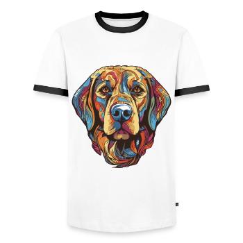Portrait de chien Labrador - T-shirt contrasté Homme - blanc/noir - Devant - AI Model Female 172 light (172cm) & AI Model Male 178 dark (178cm)
