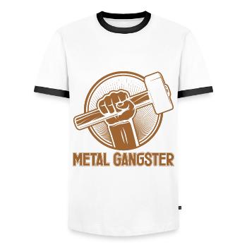 Metalsmith Metal Gangster Idée cadeau - T-shirt contrasté Homme - blanc/noir - Devant - AI Model Female 172 light (172cm) & AI Model Male 178 dark (178cm)
