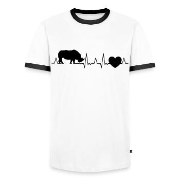 Rhino Heartbeat Rhino - Men's Ringer Shirt - white/black - Front - AI Model Female 172 light (172cm) & AI Model Male 178 dark (178cm)