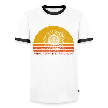 Sonnenblume Retro Geschenk - Männer Kontrast-T-Shirt - Weiß/Schwarz - Vorne - AI Model Female 172 light (172cm) & AI Model Male 178 dark (178cm)