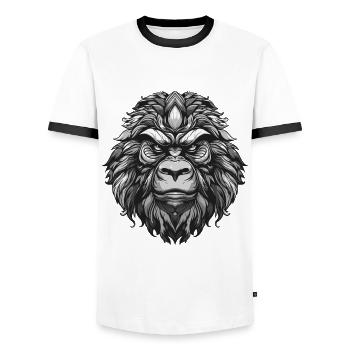 Gorilla Portrait Animal - Men's Ringer Shirt - white/black - Front - AI Model Female 172 light (172cm) & AI Model Male 178 dark (178cm)