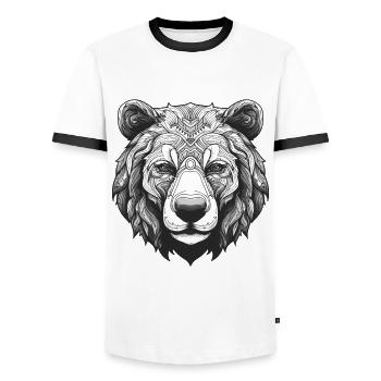 Polar Bear Portrait Polar Bear Animal - Men's Ringer Shirt - white/black - Front - AI Model Female 172 light (172cm) & AI Model Male 178 dark (178cm)