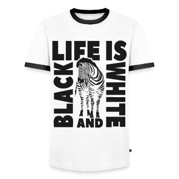 Life is black and white like a zebra - Men's Ringer Shirt - white/black - Front - AI Model Female 172 light (172cm) & AI Model Male 178 dark (178cm)