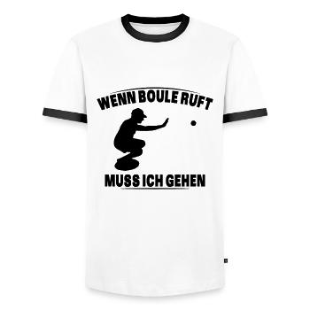Boule ruft und ich muss gehen - lustiger Spruch - Männer Kontrast-T-Shirt - Weiß/Schwarz - Vorne - AI Model Female 172 light (172cm) & AI Model Male 178 dark (178cm)