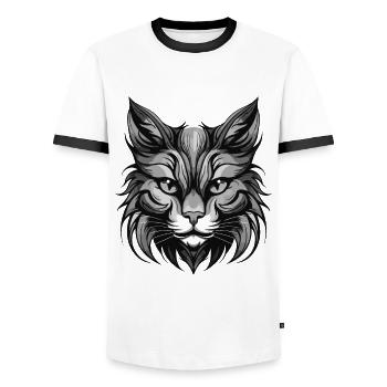 Katze Portrait Kopf Tier - Männer Kontrast-T-Shirt - Weiß/Schwarz - Vorne - AI Model Female 172 light (172cm) & AI Model Male 178 dark (178cm)