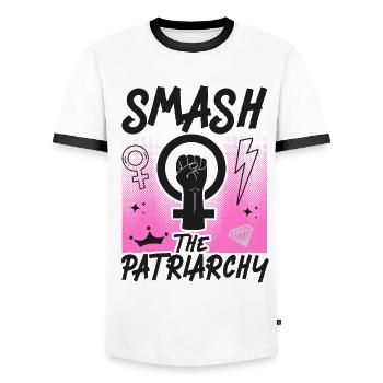 Le patriarcat féministe - T-shirt contrasté Homme - blanc/noir - Devant - AI Model Female 172 light (172cm) & AI Model Male 178 dark (178cm)