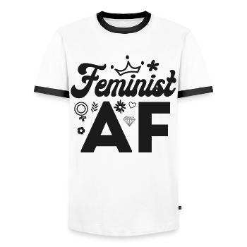 Féministe Féministe Af - T-shirt contrasté Homme - blanc/noir - Devant - AI Model Female 172 light (172cm) & AI Model Male 178 dark (178cm)