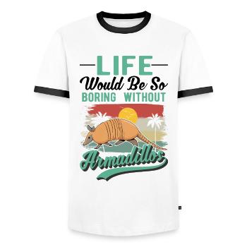Armadillo Gift Armadillo - Men's Ringer Shirt - white/black - Front - AI Model Female 172 light (172cm) & AI Model Male 178 dark (178cm)