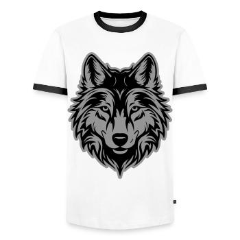 Wolf Silhouette - Männer Kontrast-T-Shirt - Weiß/Schwarz - Vorne - AI Model Female 172 light (172cm) & AI Model Male 178 dark (178cm)