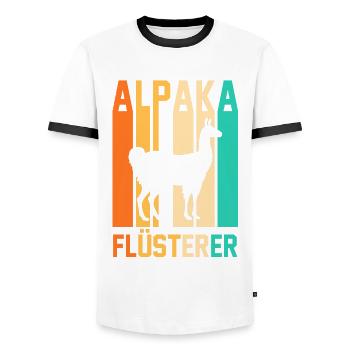 Alpaka - Männer Kontrast-T-Shirt - Weiß/Schwarz - Vorne - AI Model Female 172 light (172cm) & AI Model Male 178 dark (178cm)