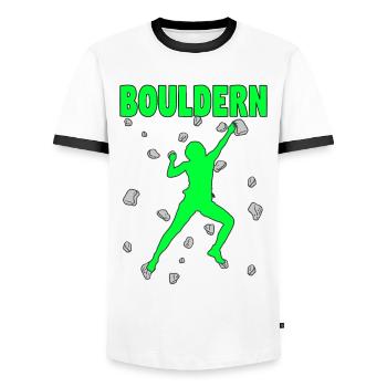 Bouldern Boulder Klettern Boulderer Bouldering - Männer Kontrast-T-Shirt - Weiß/Schwarz - Vorne - AI Model Female 172 light (172cm) & AI Model Male 178 dark (178cm)