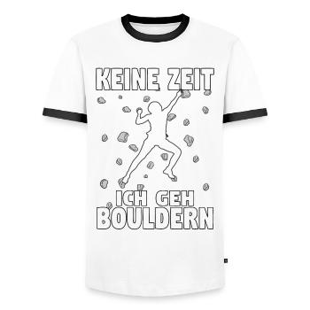 Bouldern Boulder Klettern Boulderer Bouldering - Männer Kontrast-T-Shirt - Weiß/Schwarz - Vorne - AI Model Female 172 light (172cm) & AI Model Male 178 dark (178cm)