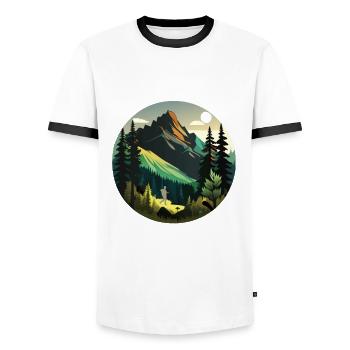 Dicton de feu de camp de camping - T-shirt contrasté Homme - blanc/noir - Devant - AI Model Female 172 light (172cm) & AI Model Male 178 dark (178cm)