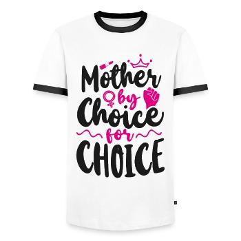 Feminist Mother By Choice For - Men's Ringer Shirt - white/black - Front - AI Model Female 172 light (172cm) & AI Model Male 178 dark (178cm)
