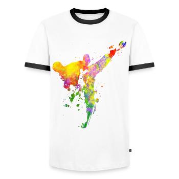 Taekwondo Jiu Jitsu Jujitsu Judo - Männer Kontrast-T-Shirt - Weiß/Schwarz - Vorne - AI Model Female 172 light (172cm) & AI Model Male 178 dark (178cm)