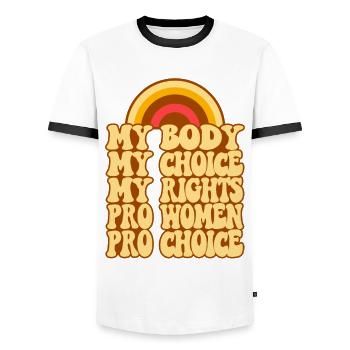 Féministe Mon corps Mon choix Mon - T-shirt contrasté Homme - blanc/noir - Devant - AI Model Female 172 light (172cm) & AI Model Male 178 dark (178cm)