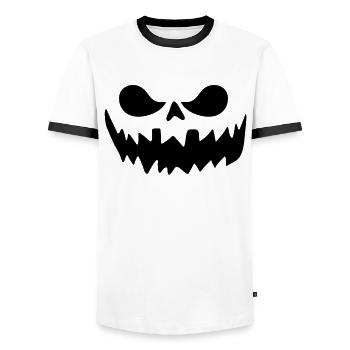 Effrayant Jack O’Lantern Pumpkin Face Halloween - T-shirt contrasté Homme - blanc/noir - Devant - AI Model Female 172 light (172cm) & AI Model Male 178 dark (178cm)