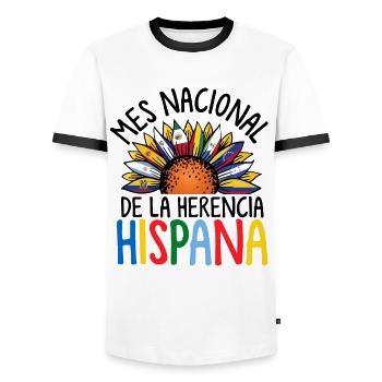 Hispana Hispanic Heritage Month Latino Country - Men's Ringer Shirt - white/black - Front - AI Model Female 172 light (172cm) & AI Model Male 178 dark (178cm)