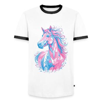 Cute Horse Design - Colorful Horse Silhouette - Men's Ringer Shirt - white/black - Front - AI Model Female 172 light (172cm) & AI Model Male 178 dark (178cm)