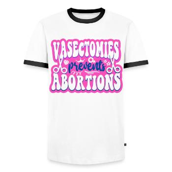 Feminist Vasectomies Prevents - Männer Kontrast-T-Shirt - Weiß/Schwarz - Vorne - AI Model Female 172 light (172cm) & AI Model Male 178 dark (178cm)