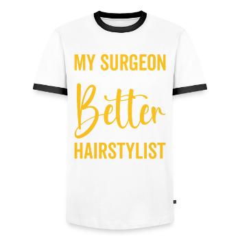 Plastic surgeon knows me better surgical - Men's Ringer Shirt - white/black - Front - AI Model Female 172 light (172cm) & AI Model Male 178 dark (178cm)