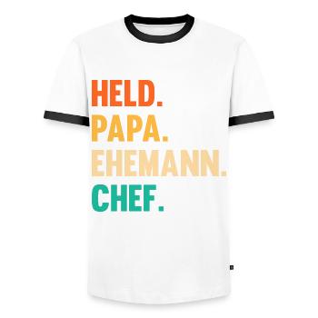 Arbeit Kollegen Vater Papa Teamleiter Führungskraf - Männer Kontrast-T-Shirt - Weiß/Schwarz - Vorne - AI Model Female 172 light (172cm) & AI Model Male 178 dark (178cm)