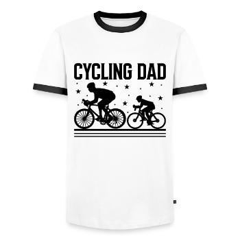 Cycling Dad: Sporty bike design for dads - Men's Ringer Shirt - white/black - Front - AI Model Female 172 light (172cm) & AI Model Male 178 dark (178cm)