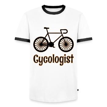 Cycologist Bike Design: Retro Vintage for Bikers - Men's Ringer Shirt - white/black - Front - AI Model Female 172 light (172cm) & AI Model Male 178 dark (178cm)