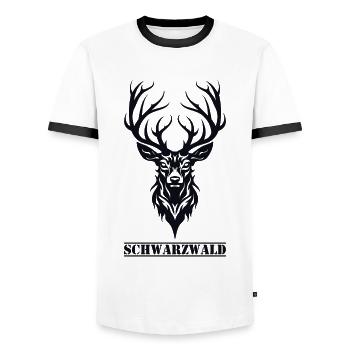 Schwarzwald Hirsch Jäger Heimat Urlaub - Männer Kontrast-T-Shirt - Weiß/Schwarz - Vorne - AI Model Female 172 light (172cm) & AI Model Male 178 dark (178cm)