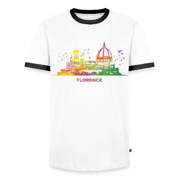 Florentiner Skyline Stadtbild Florenz - Männer Kontrast-T-Shirt - Weiß/Schwarz - Vorne - AI Model Female 172 light (172cm) & AI Model Male 178 dark (178cm)
