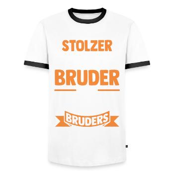 Geschwister Brüder Bruder - Männer Kontrast-T-Shirt - Weiß/Schwarz - Vorne - AI Model Female 172 light (172cm) & AI Model Male 178 dark (178cm)