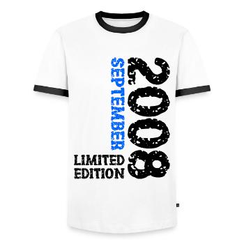 2008 Septembre Edition Limitée 15th Birthday Deco - T-shirt contrasté Homme - blanc/noir - Devant - AI Model Female 172 light (172cm) & AI Model Male 178 dark (178cm)
