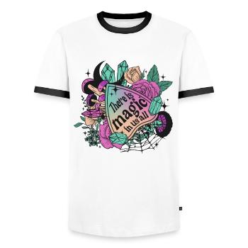 Bezauberndes Halloween-Hexen Design für Frauen - Männer Kontrast-T-Shirt - Weiß/Schwarz - Vorne - AI Model Female 172 light (172cm) & AI Model Male 178 dark (178cm)