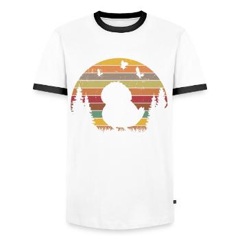 Kakapo Retro Night Parrot Vintage - Men's Ringer Shirt - white/black - Front - AI Model Female 172 light (172cm) & AI Model Male 178 dark (178cm)