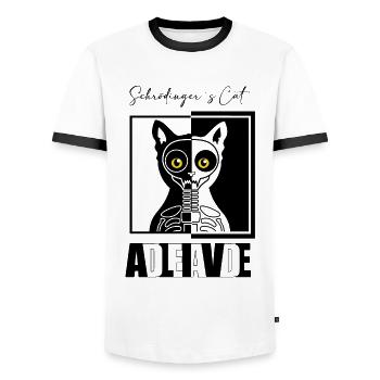 Schrödinger's Cat Dead and Alive - Men's Ringer Shirt - white/black - Front - AI Model Female 172 light (172cm) & AI Model Male 178 dark (178cm)
