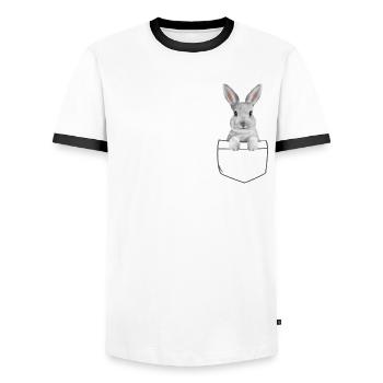 Bunny In A Pocket Drôle de lapin de Pâques - T-shirt contrasté Homme - blanc/noir - Devant - AI Model Female 172 light (172cm) & AI Model Male 178 dark (178cm)